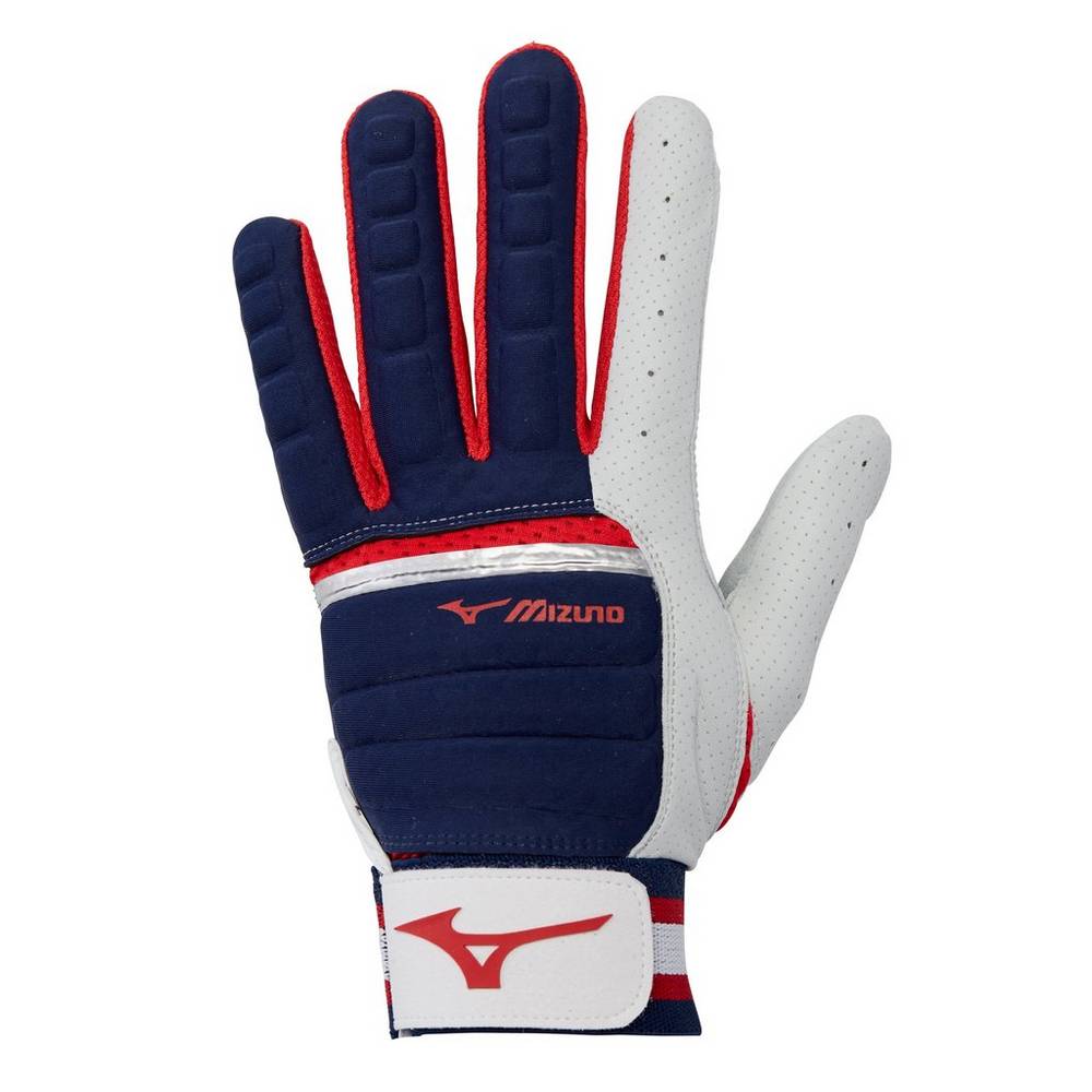 Guantes Mizuno B-130 Adult Baseball Batting Hombre Azul Marino/Rojas Baratas UVOZ-14305